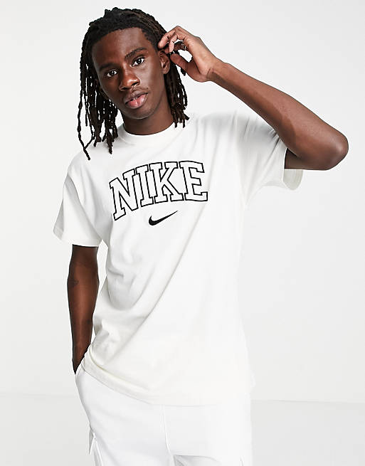 Nike Retro logo oversized heavyweight t-shirt in cream | ASOS