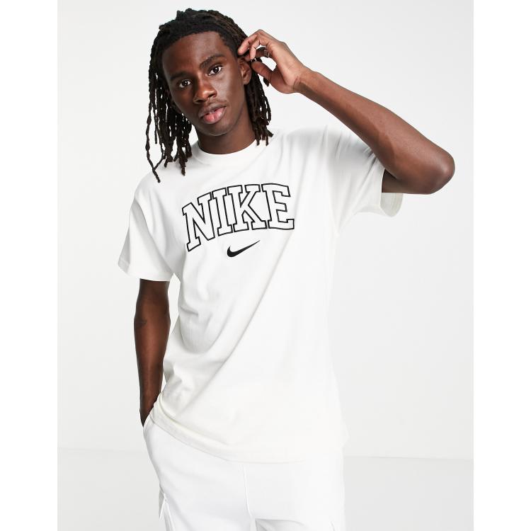 lens chatten Verniel Nike Retro logo oversized heavyweight t-shirt in cream | ASOS