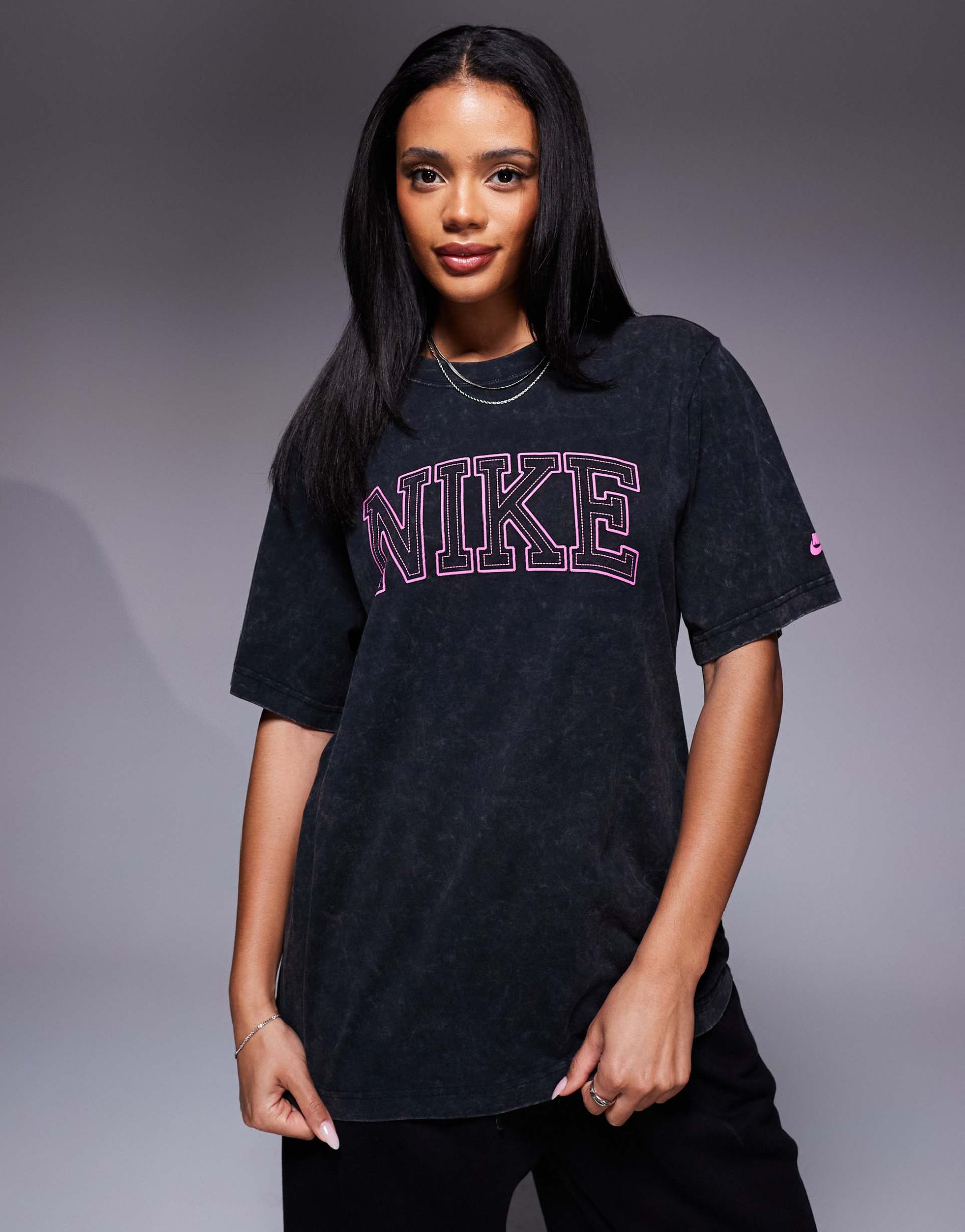 nike retro logo oversized t-shirt in black