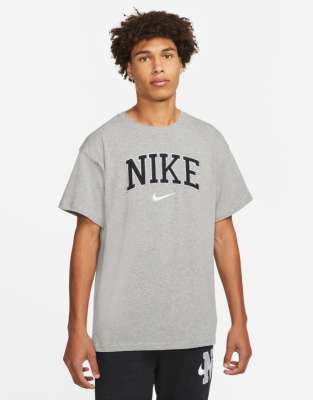 Nike Retro logo premium oversized t-shirt in grey - ASOS Price Checker