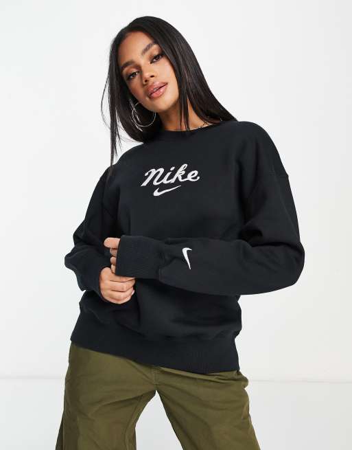 Nike Retro logo sweatshirt in black ASOS