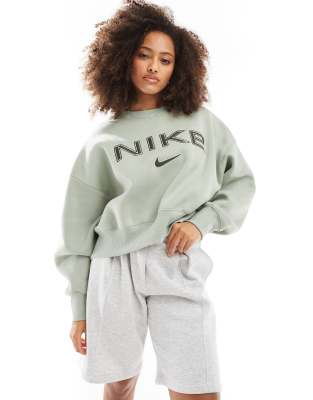 Nike retro logo sweatshirt in khaki-Green φωτογραφία