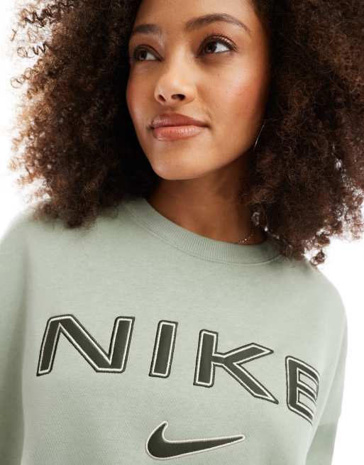 Nike retro logo sweatshirt in khaki