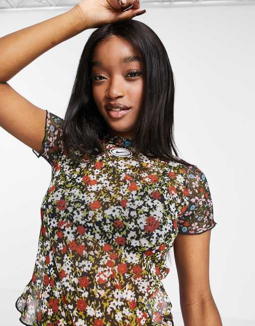 Nike floral best sale crop top