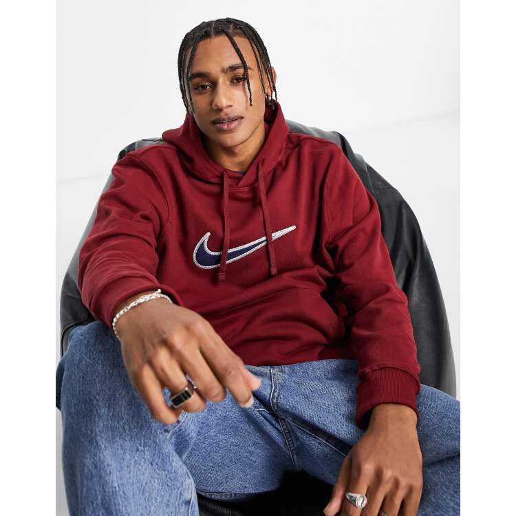 Nike Retro swoosh logo heavyweight hoodie in team red