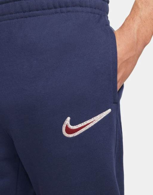 Nike Retro Swoosh Logo Heavyweight Joggers In Midnight Navy
