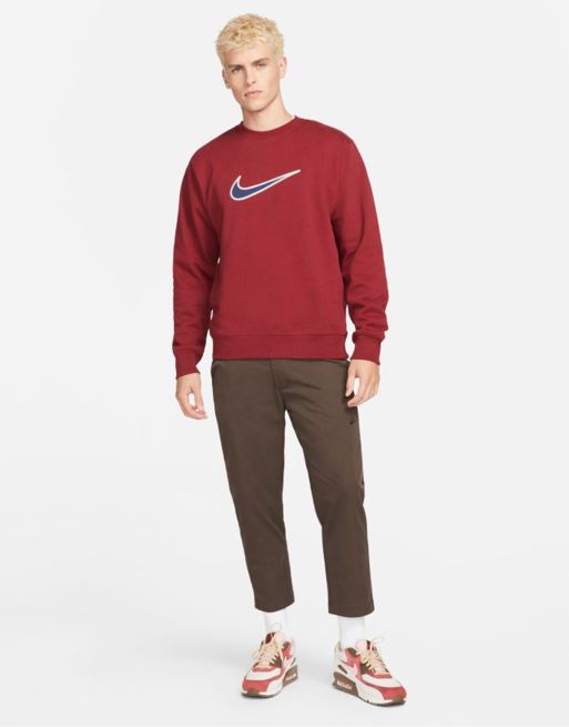 Reanimar Oxidado temerario Nike Retro swoosh logo heavyweight sweatshirt in team red | ASOS