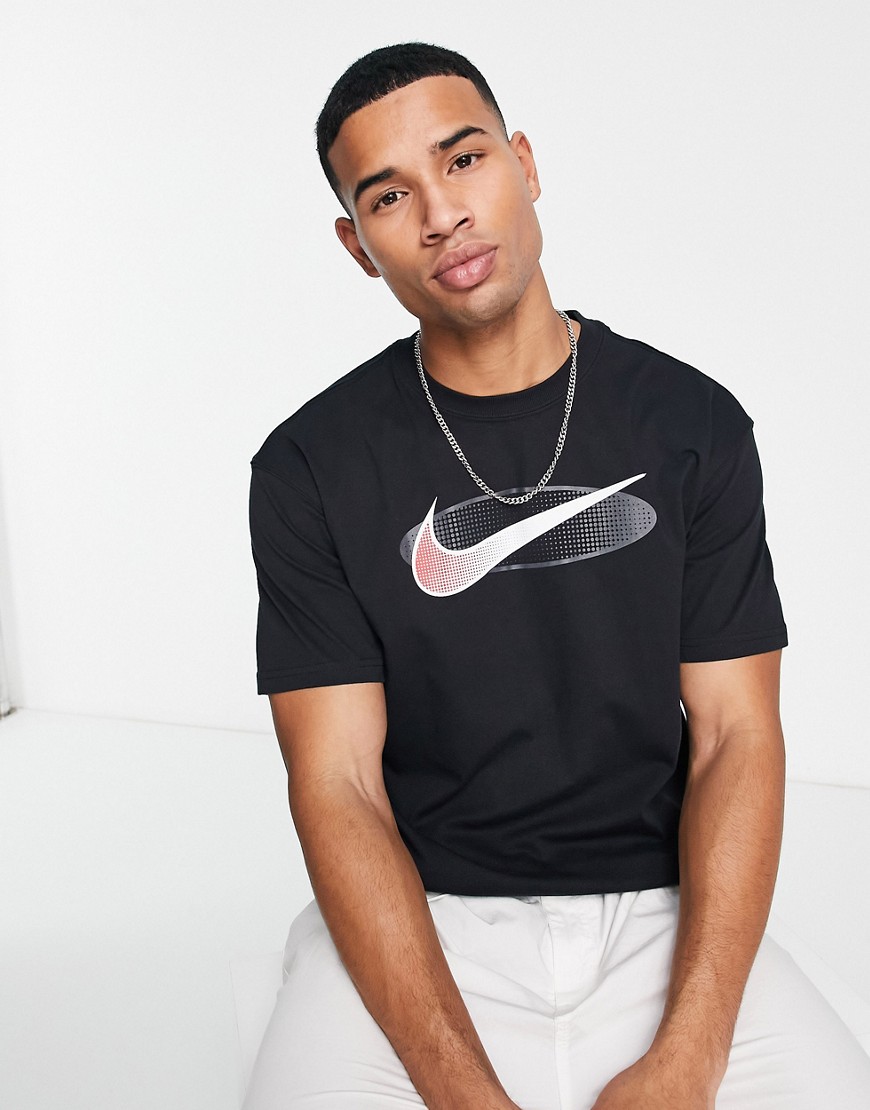 Nike retro swoosh logo oversized t-shirt in black