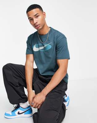 Nike retro swoosh logo oversized t-shirt in teal | ASOS