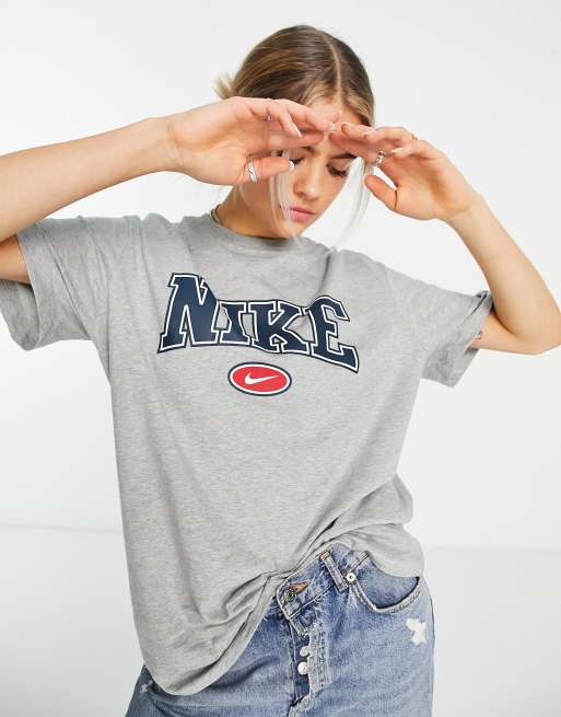 Vintage Nike Graphic Tee - Heather Gray - Women's Medium