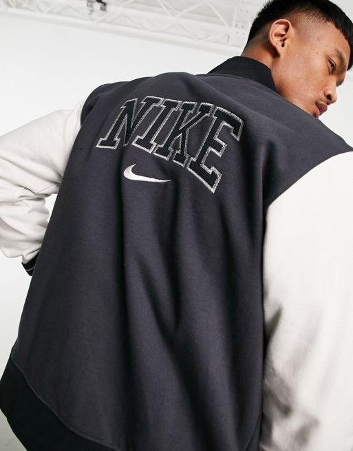 Nike Rétro - Veste en polaire - Blanc cassé/noir délavé