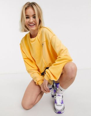 Nike reverse panel sweatshirt in yellow 