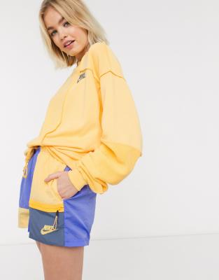 Nike reverse panel sweatshirt in yellow 