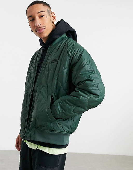 Nike reversible insulated bomber jacket in khaki/grey | ASOS