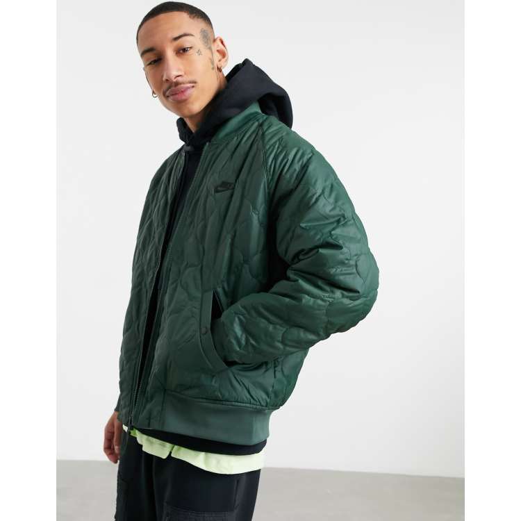 Nike reversible insulated bomber jacket in khaki/grey