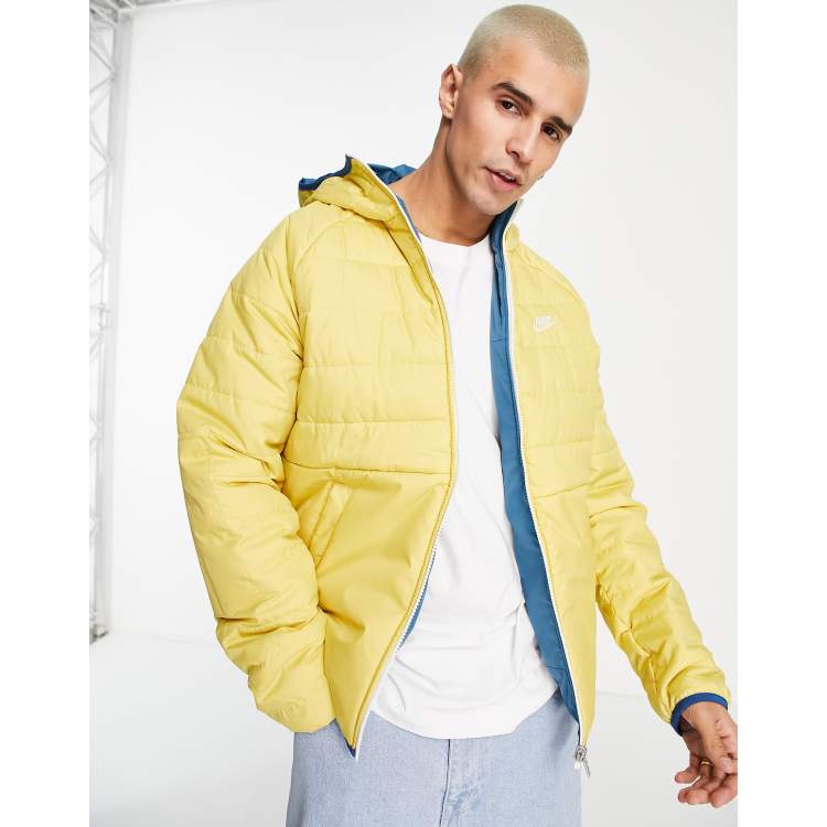 Nike yellow padded 2025 reversible jacket with hood