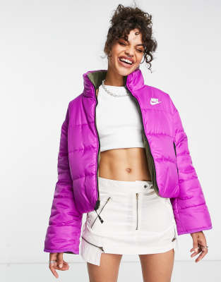 Nike reversible padded fleece jacket in vivid purple and olive - ASOS Price Checker