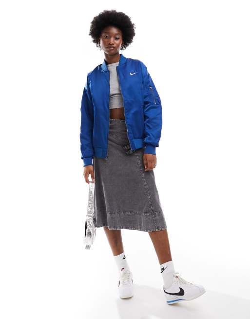 Nike reversible varsity bomber jacket in blue ASOS