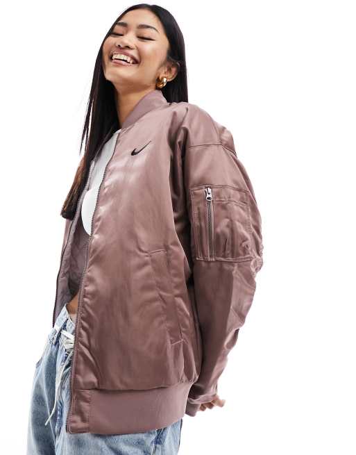 Nike longline bomber jacket in brown