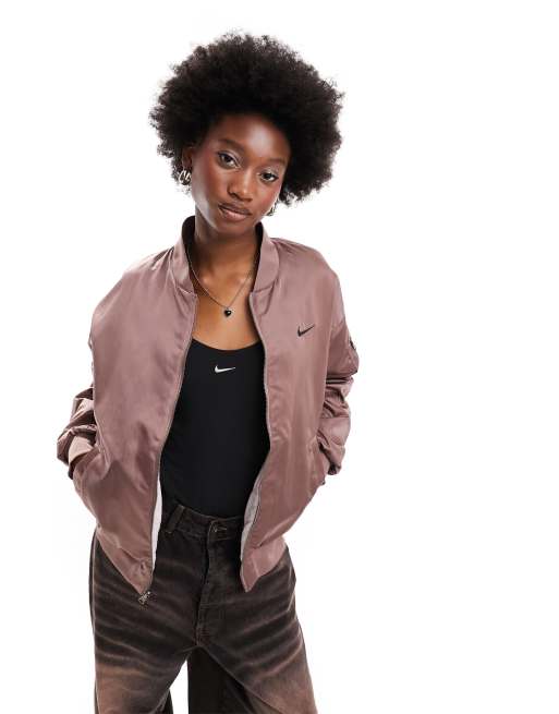 Nike reversible varsity bomber jacket in smokey mauve