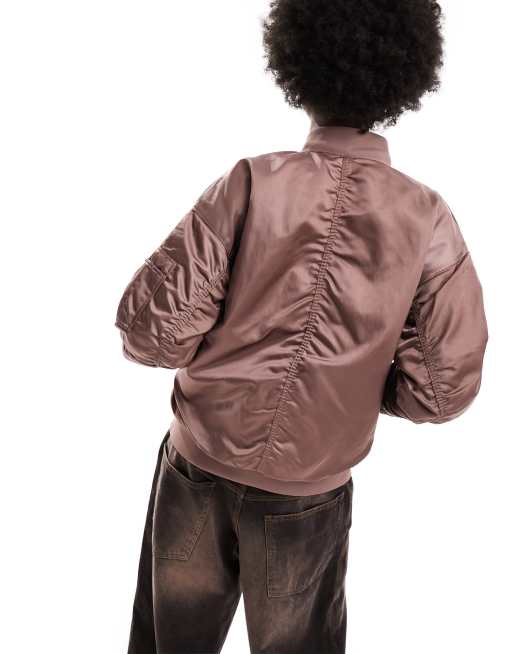 Nike reversible varsity bomber jacket in smokey mauve, 3 of 4