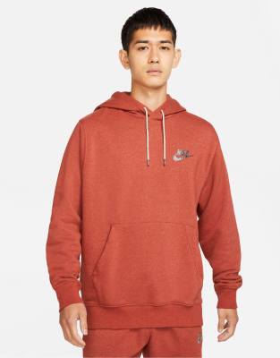 Nike Revival fleece hoodie in dusty red 