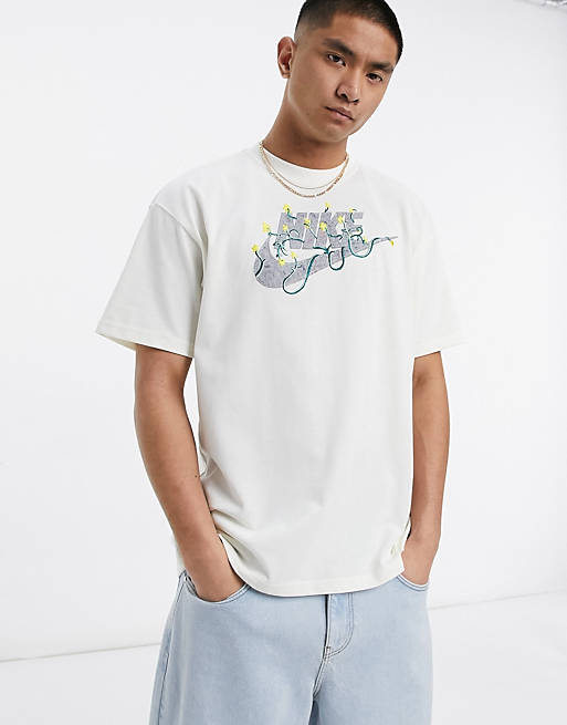 Men Nike Revival graphic print t-shirt in off white 