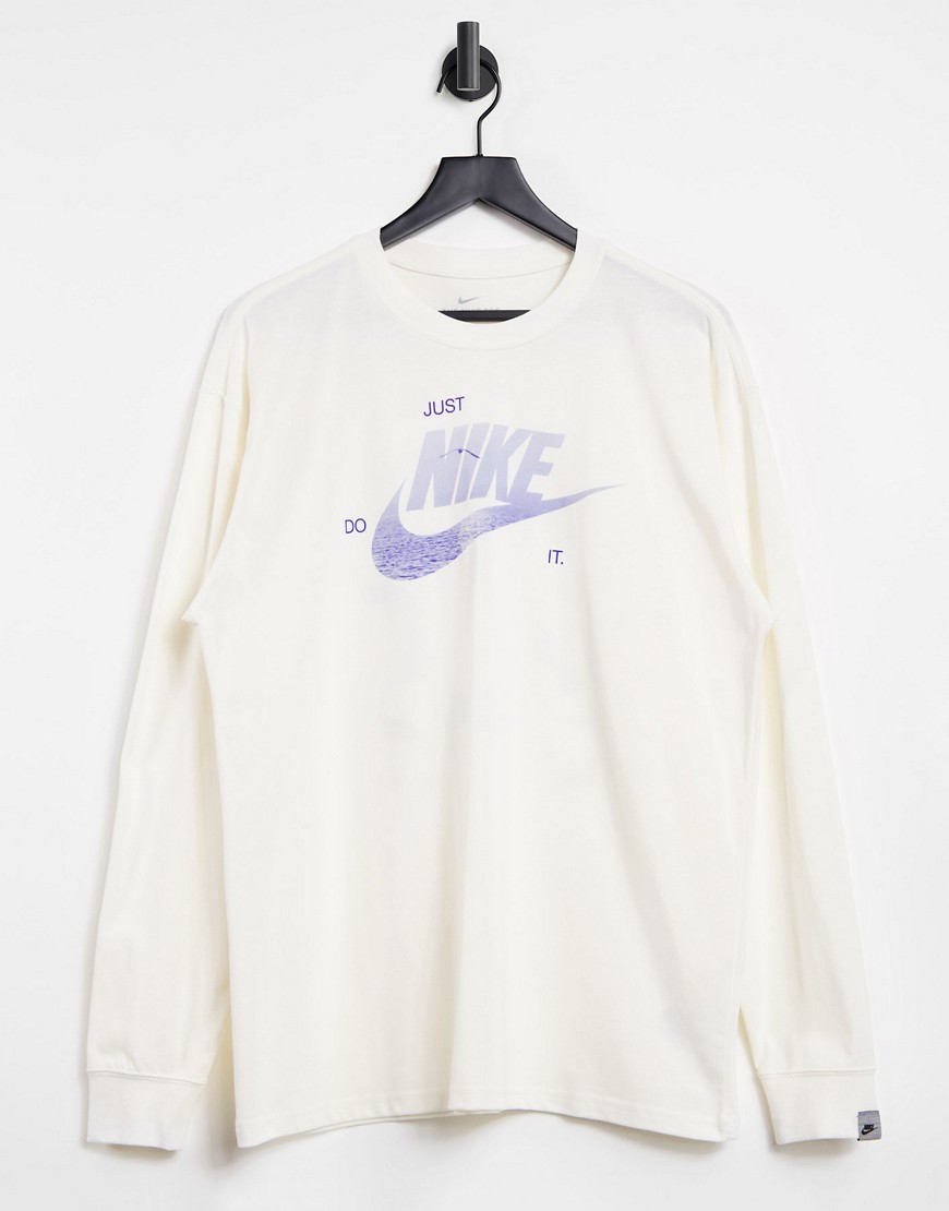 Nike Revival long sleeve graphic T-shirt in off white