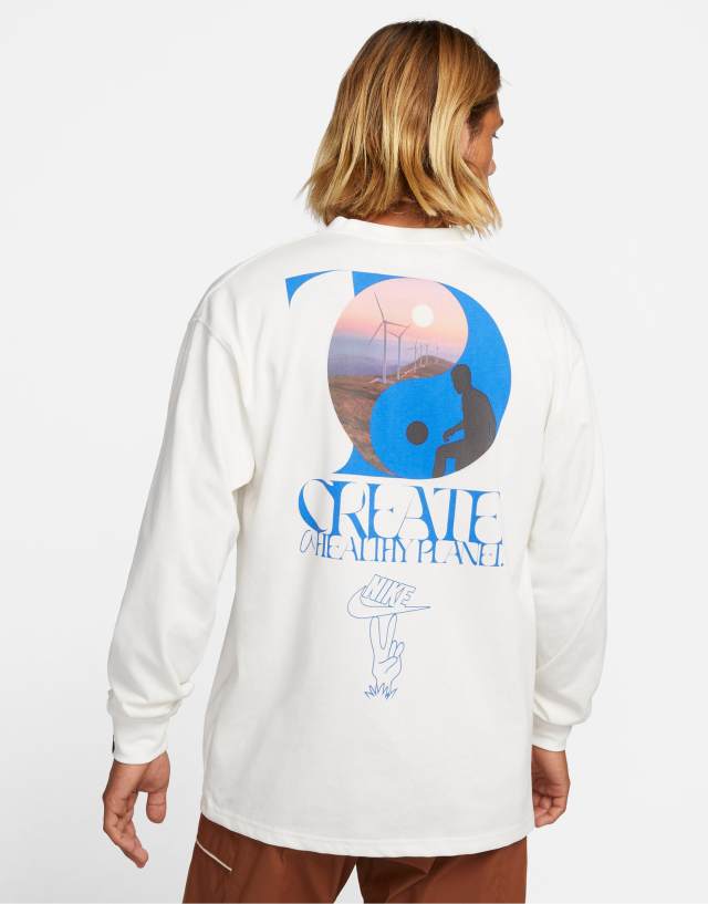 Nike Revival M2Z graphic back print long sleeve T-shirt in cream