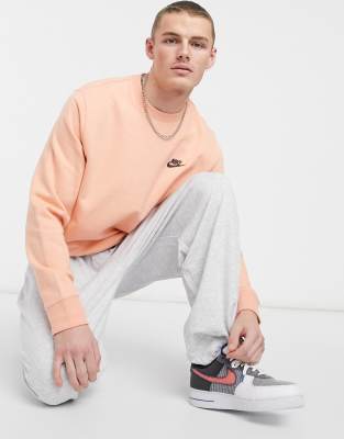 nike repeat pack logo taping crew neck sweat in grey