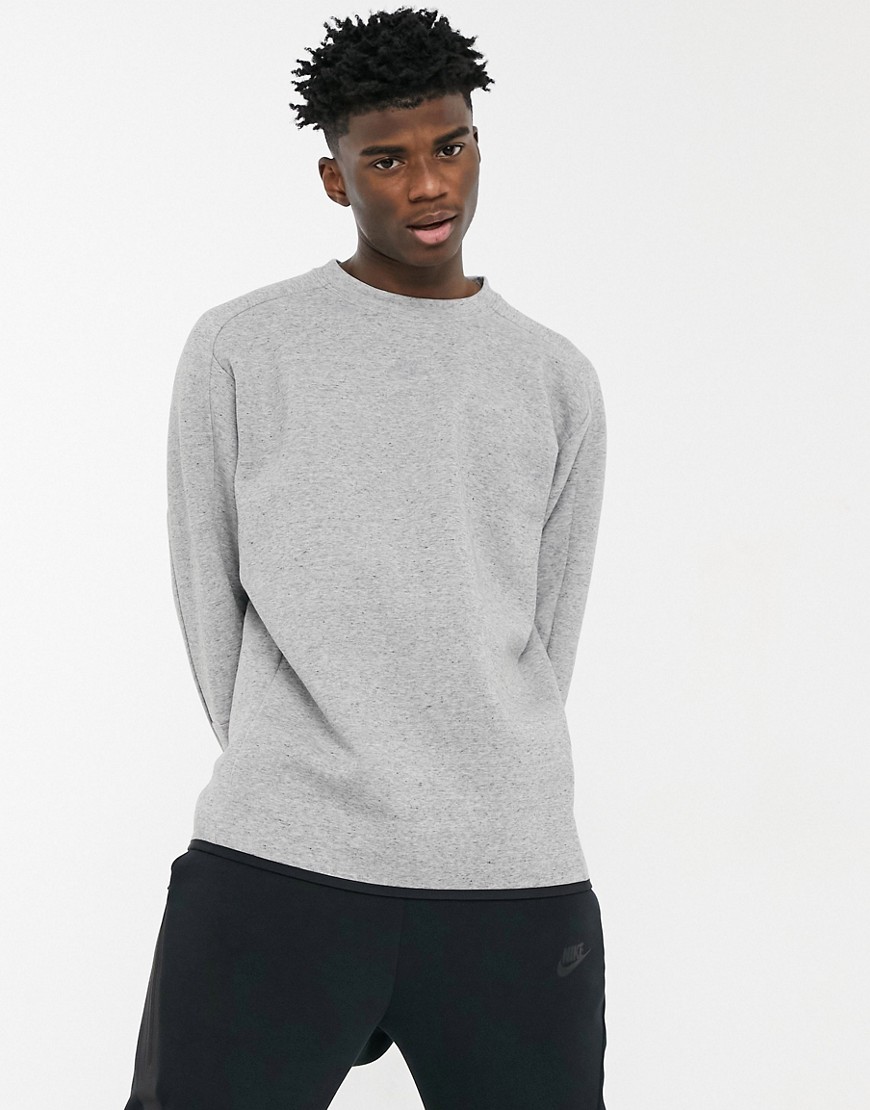 Nike Revival Tech Fleece crew neck sweatshirt in gray-Black