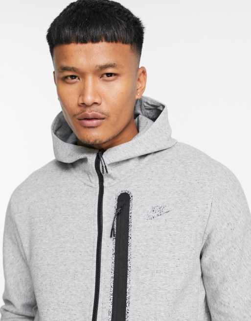 nike tech fleece full-zip hoodie beach brown/black