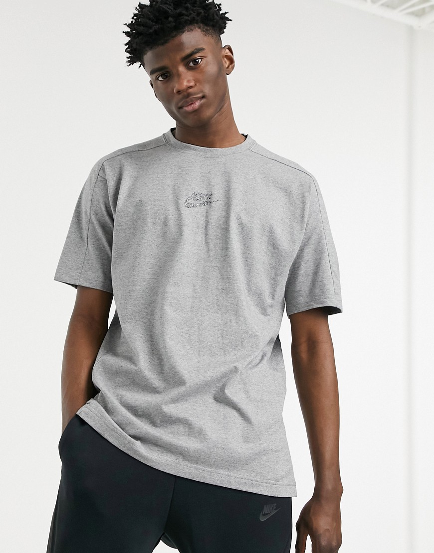 Nike Revival Tech Fleece t-shirt in grey heather-Black