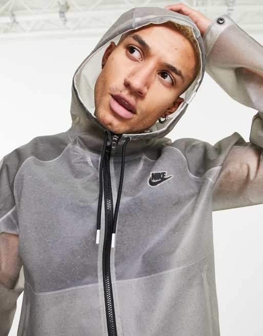 Nike Revival translucent rain resistant hooded jacket in grey