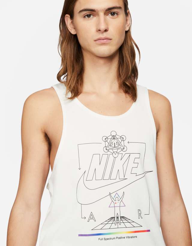 Nike Revival Wellness graphic print tank in off white