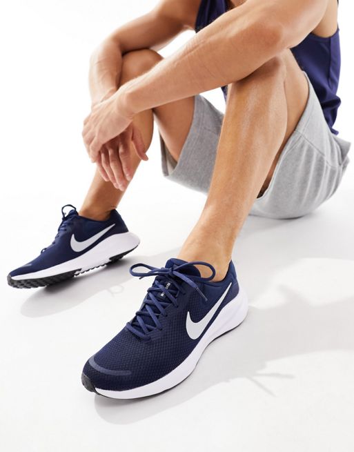 Nike - Revolution 7 - Hvide og marineblå low 