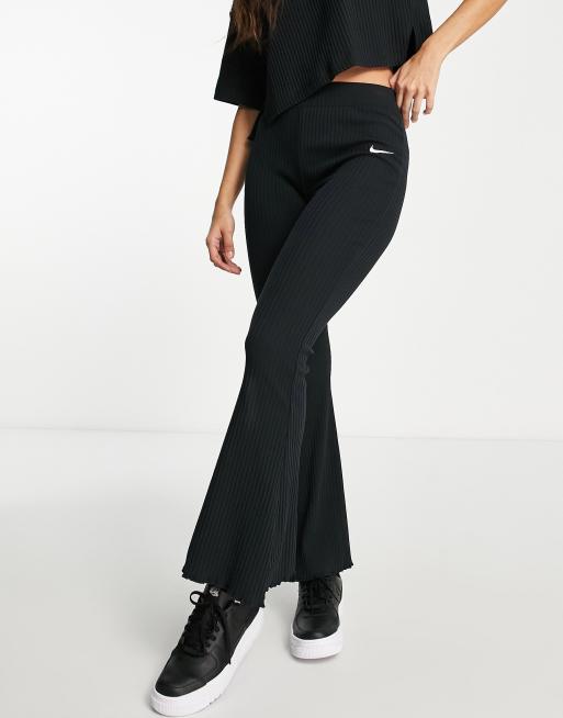 Nike rib jersey flare trousers in black