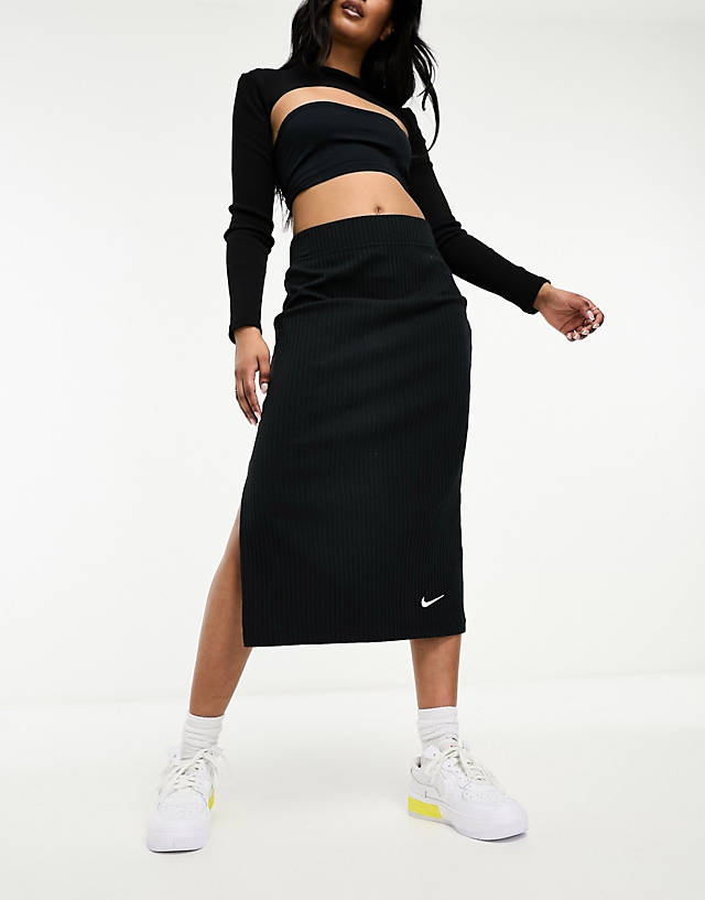Nike - rib jersey midi skirt in black