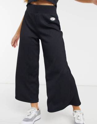 nike premium high waist wide leg black joggers