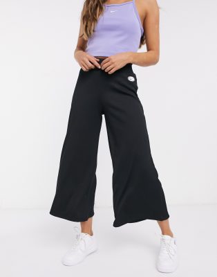 Nike Ribbed High Waist Wide Leg Sweatpants In Black Modesens