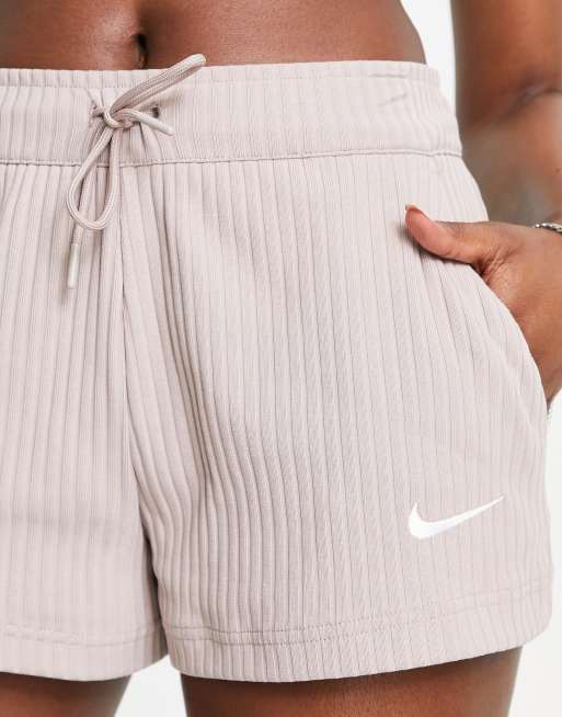 Nike ribbed jersey shorts in brown