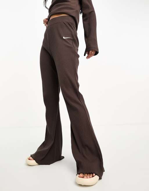 Nike Sportswear Women's High-Waisted Ribbed Jersey Flared Pants.