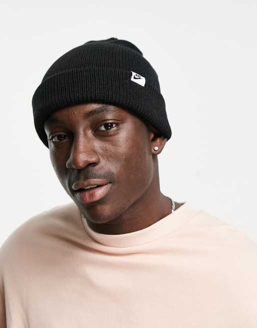 Nike ribbed low beanie in black