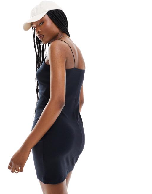 Nike black ribbed bodycon mini swoosh dress online