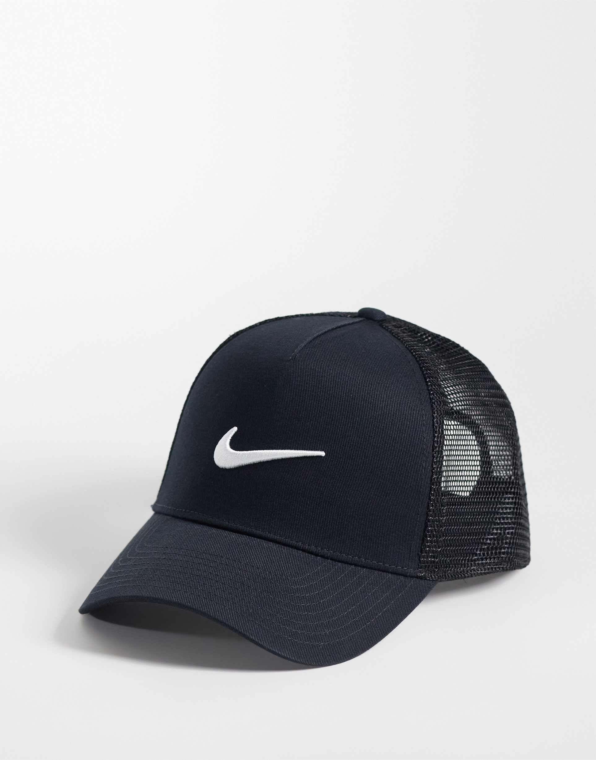 nike rise swoosh cap in black