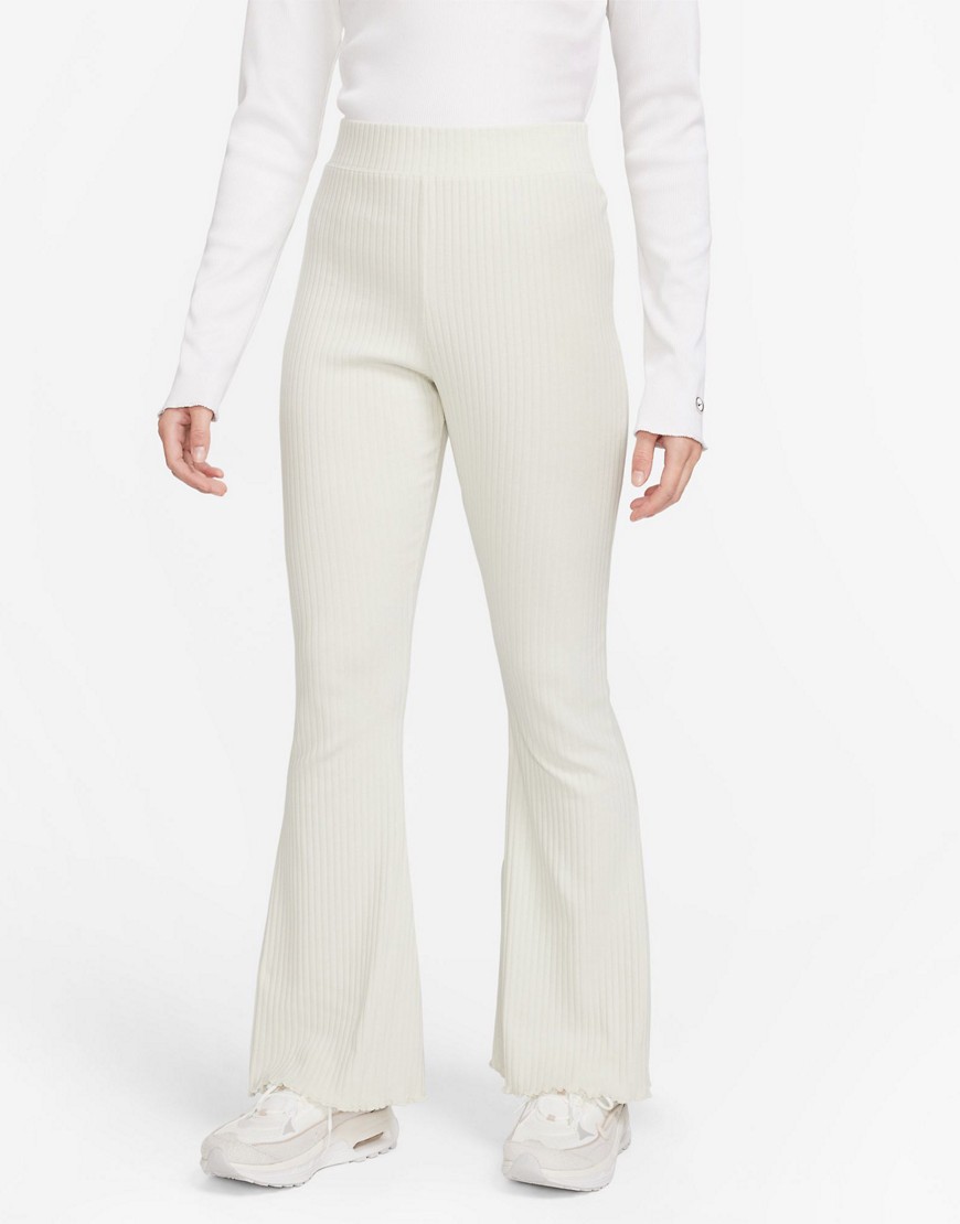 Road To Wellness ribbed jersey wide leg pants in stone-Neutral