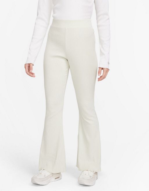 Nike Road To Wellness ribbed jersey wide leg pants in stone | ASOS