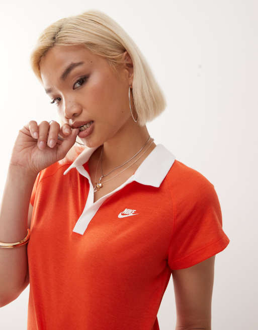 Nike – Röd och vit pikétröja i retro-modell, 2 av 4