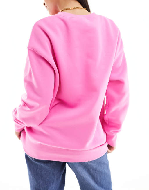 Nike – Rosa sweatshirt i fleece, oversize och unisex-modell med liten Swoosh-logga, 3 av 4