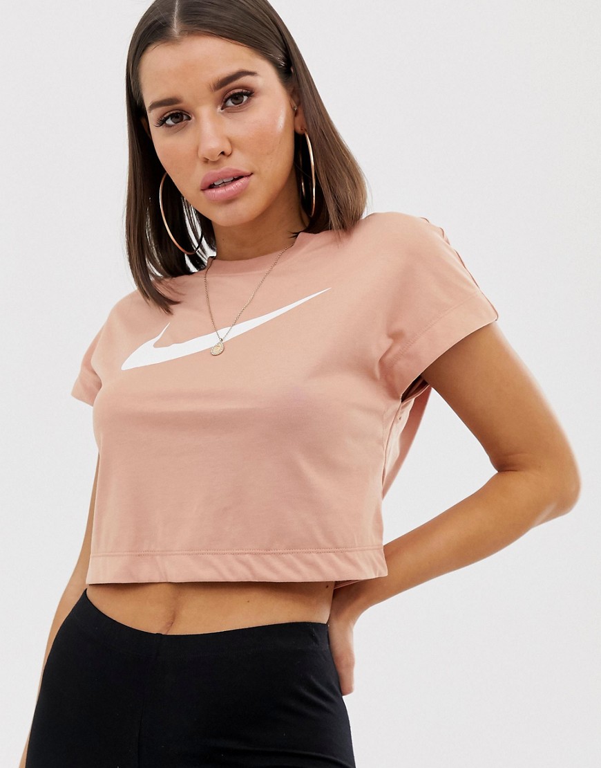 Nike – Rose Gold – Kort t-shirt med Swoosh-logga-Rosa
